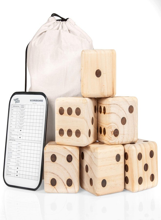 Barcaloo Yardzee Outdoor Family Games, Six 3.5" Giant Wooden Dice Games for Families (Unstained) - Image 1