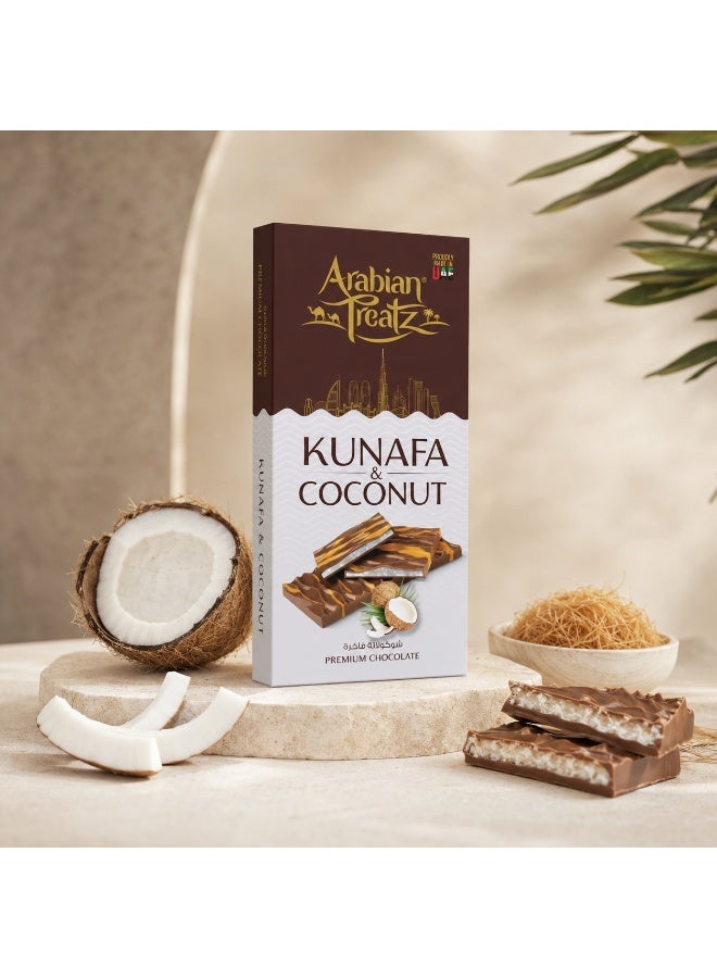 Arabian Treatz Kunafa & Coconut Premium Chocolate – Gourmet Fusion of Dessert & Crunchy Nuts – 100g - Image 5