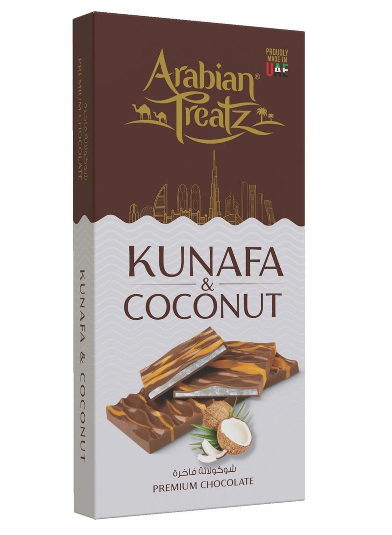 Arabian Treatz Kunafa & Coconut Premium Chocolate – Gourmet Fusion of Dessert & Crunchy Nuts – 100g - Image 3