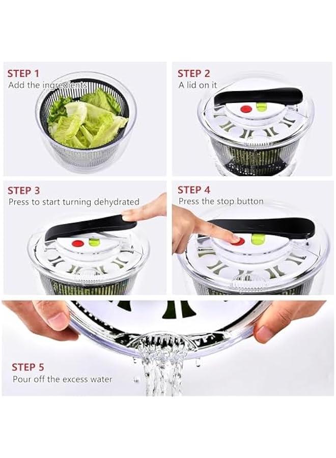TRASSLE 5L Salad Spinner,Multifunction Vegetable Spinner Dryer,Detachable Lettuce Dryer and Vegetable Washer Spinner Dryer, For Salad Greens, Lettuce, Fruits and Vegetables,BPA-Free - Image 4