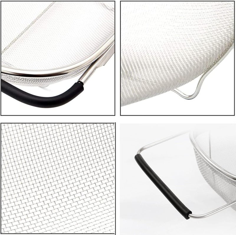 Vensikal Sink Basket Stainless Steel Oval Colander Rubber Grip Handle Fine Mesh Strainer Baskets Kitchen Over The Sink Colander for Strain Drain Rinse Vegetables Fruits 1 Pc Silver - Image 5
