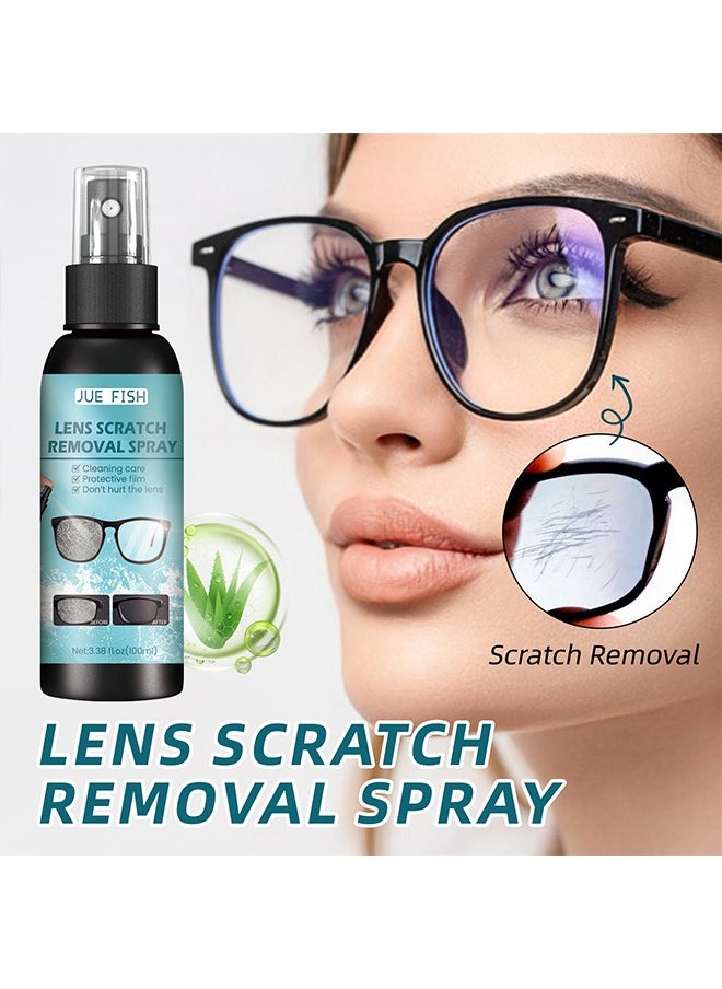 JUE-FISH Lens Scratch Removal Spray-Lens Cleaning And Maintenance Spray 100ml, Ideal For Eyeglasses, Mobile Phones And Electronic Screens, Optical Surfaces, Even On Coated Surfaces, Safe Professional Grade Formula  - Image 2
