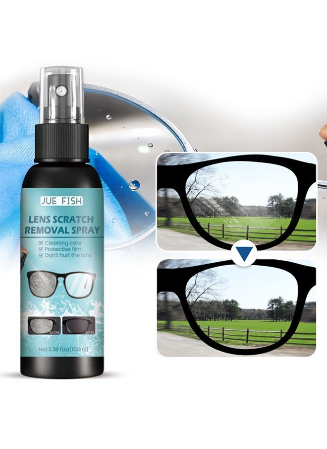 JUE-FISH Lens Scratch Removal Spray-Lens Cleaning And Maintenance Spray 100ml, Ideal For Eyeglasses, Mobile Phones And Electronic Screens, Optical Surfaces, Even On Coated Surfaces, Safe Professional Grade Formula  - Image 1