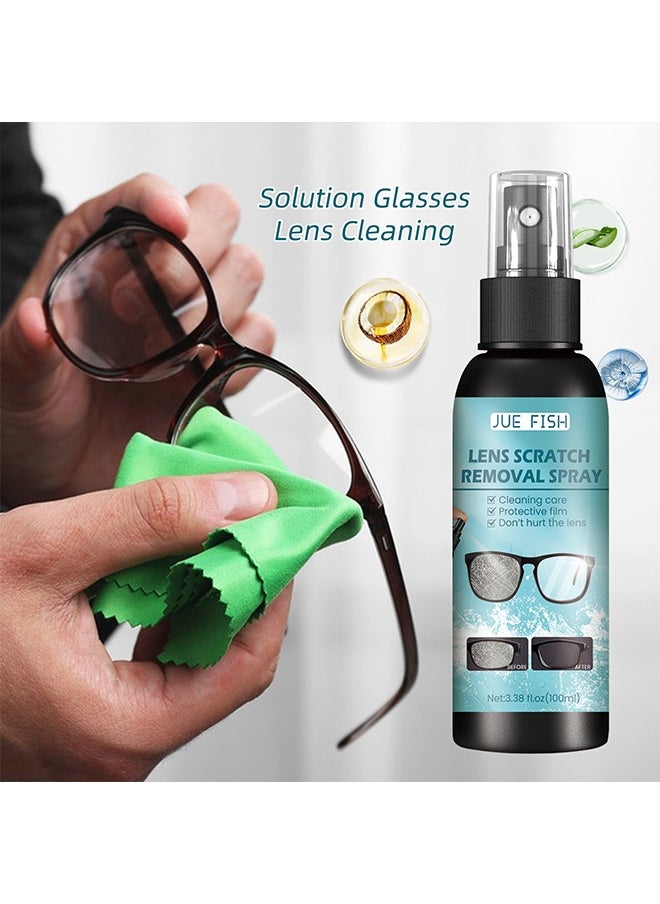 JUE-FISH Lens Scratch Removal Spray-Lens Cleaning And Maintenance Spray 100ml, Ideal For Eyeglasses, Mobile Phones And Electronic Screens, Optical Surfaces, Even On Coated Surfaces, Safe Professional Grade Formula  - Image 5
