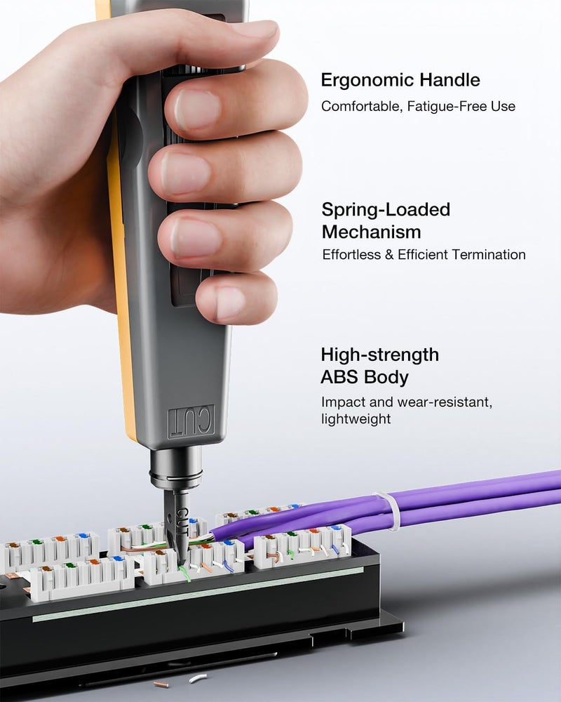 VCELINK Punch Down Impact Tool with Punchdown Stand and Mini Wire Stripper Cutter for 90/180 Degree RJ45 Cat5/Cat5E/Cat6/Cat6A RJ11 RJ12 Keystone Jack, Network Cable CAT6/CAT5/CAT3 Stripper - Image 5