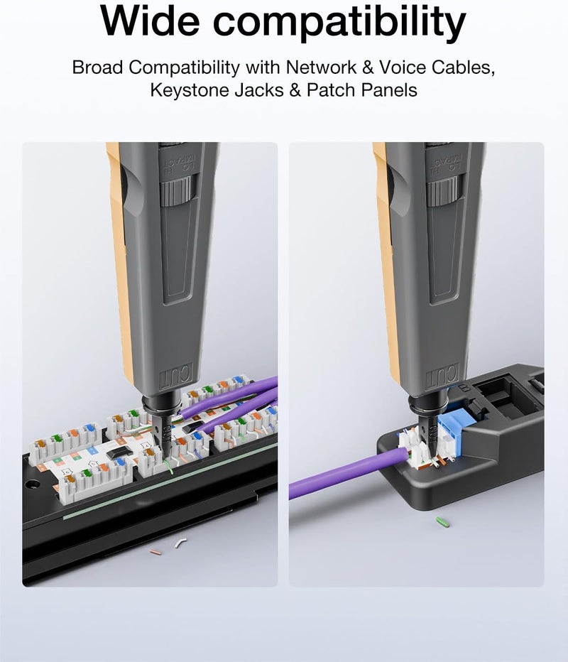 VCELINK Punch Down Impact Tool with Punchdown Stand and Mini Wire Stripper Cutter for 90/180 Degree RJ45 Cat5/Cat5E/Cat6/Cat6A RJ11 RJ12 Keystone Jack, Network Cable CAT6/CAT5/CAT3 Stripper - Image 3