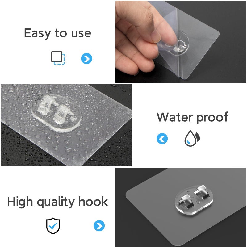 FEPTUASE Shower Caddy Adhesive Replacement  Transparent Strong Adhesive Hooks  No Drilling  Waterproof  for Shower Caddy  Bathroom Storage Shelves and Kitchen Racks (Single*12pcs) - Image 3