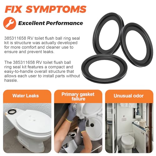 Beaquicy Upgraded 385311658 RV Toilet Seal by Beaquicy, Flush Ball Seal Gasket Replacement for Dometic 300/310/320, Toilet Seal Parts Solve The Leakage Problem, 3Pack - Image 4
