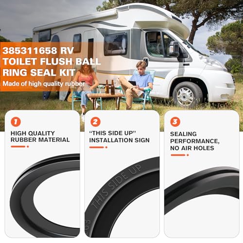 Beaquicy Upgraded 385311658 RV Toilet Seal by Beaquicy, Flush Ball Seal Gasket Replacement for Dometic 300/310/320, Toilet Seal Parts Solve The Leakage Problem, 3Pack - Image 2