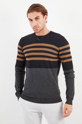 Men Crew Neck Stripe Sweater, Black Combo - pzsku/Z8C38798AF5932D373B49Z/45/1746243091/686ba447-f5b3-4fa1-af44-860ad0095ac6