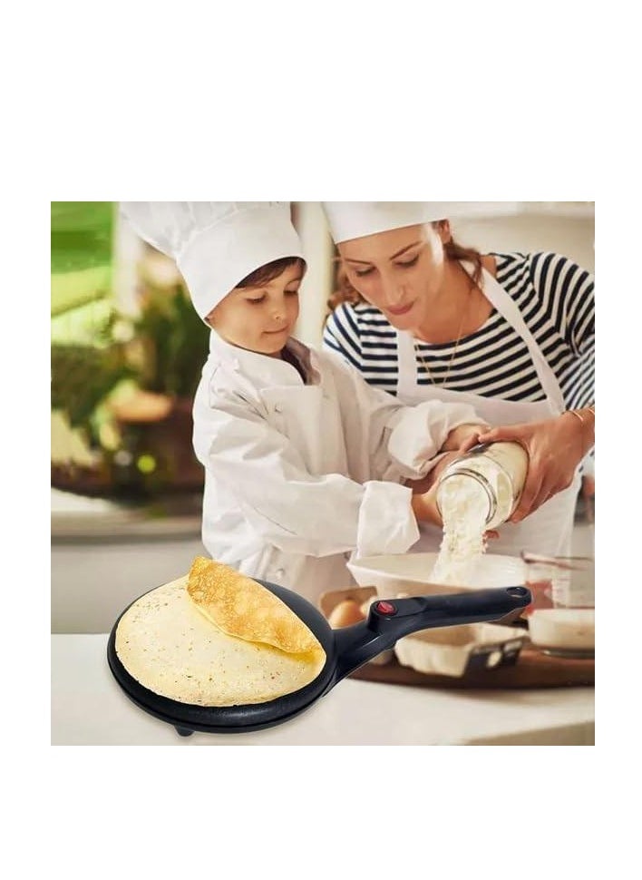 Electric Crepe Maker Non-Stick Pancake Maker, Portable With Whisk and Bowl, Dosa Maker
