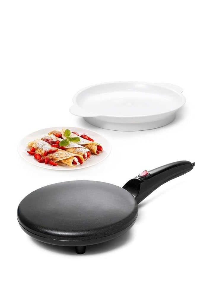 Electric Crepe Maker Non-Stick Pancake Maker, Portable With Whisk and Bowl, Dosa Maker