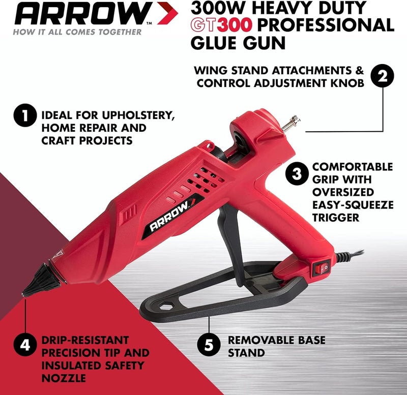 Arrow Fastener 300-Watt Heavy Duty Professional Electric Hot Melt Glue Gun for Crafts, Construction, and Wood, Clear - Image 2