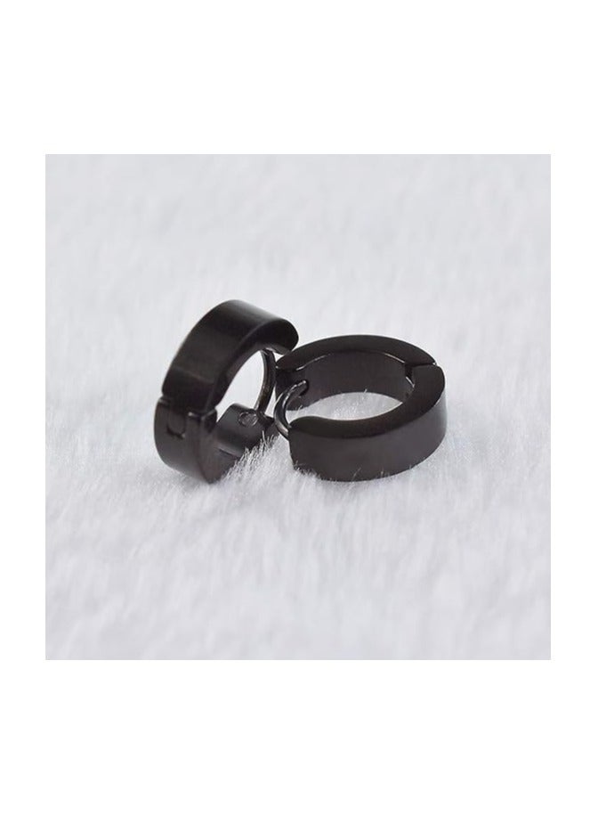 Julia Store Stainless Steel Hoop Earrings for Men Women Black Hypoallergenic Round Huggie Earrings, Fashion Punk Earrings Piercing Jewelry Gift for Boys Girls Teens  - Image 1