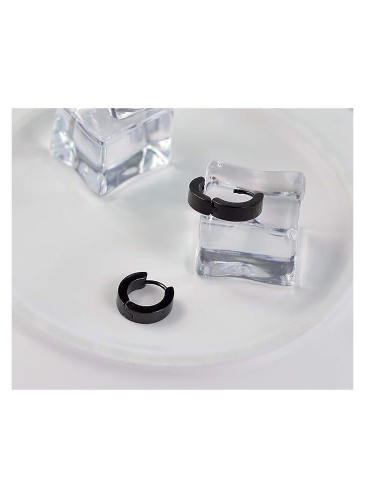 Julia Store Stainless Steel Hoop Earrings for Men Women Black Hypoallergenic Round Huggie Earrings, Fashion Punk Earrings Piercing Jewelry Gift for Boys Girls Teens  - Image 5