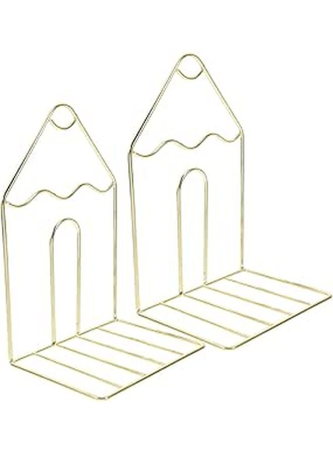 حامل كتب معدني متين بلون وردي ذهبي، غير قابل للانزلاق، زخرفي للمكتب، المدرسة، أو المكتب - Image 1