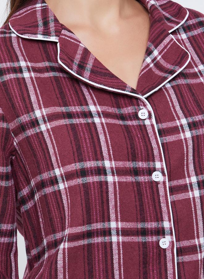 ستايلي طقم بيجاما من بنطال وبلوزة مطبعة بنمط مربعات - Image 4