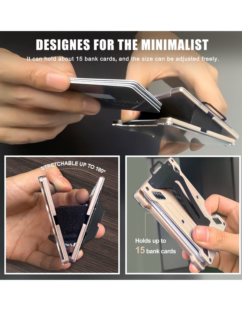 Bukela Wallet For Men Slim Aluminum Metal Money Clip with Transparent Work RFID Metal Wallet Work ID Card Holder Business Card Holder with Clear Window ID Badge Clip Cash Card Slim Minimalist Wallet - Image 4