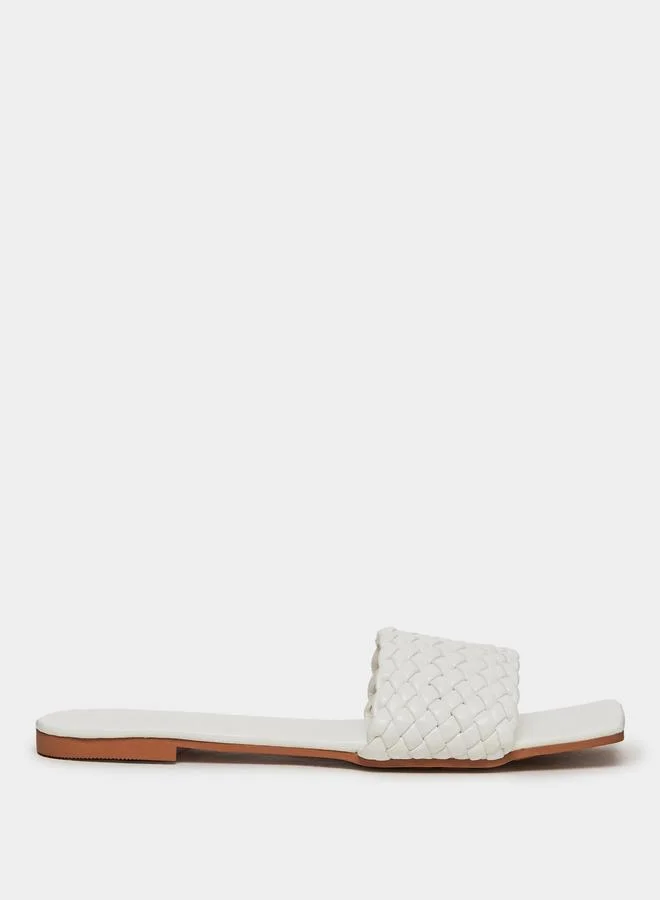 Take Two Take Two Solid Textured Weaving Flat Sandals