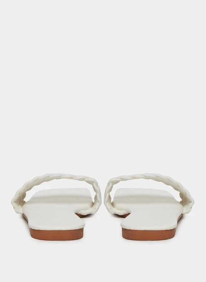 Take Two Take Two Solid Textured Weaving Flat Sandals
