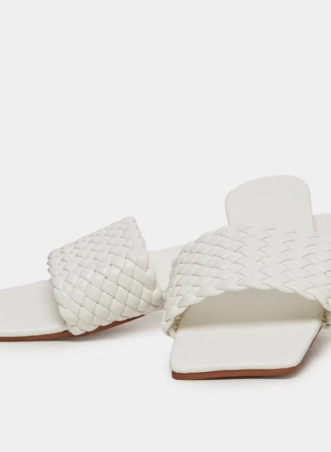 Take Two Take Two Solid Textured Weaving Flat Sandals