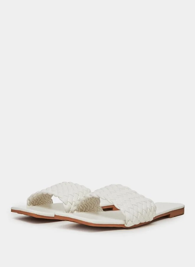 Take Two Take Two Solid Textured Weaving Flat Sandals