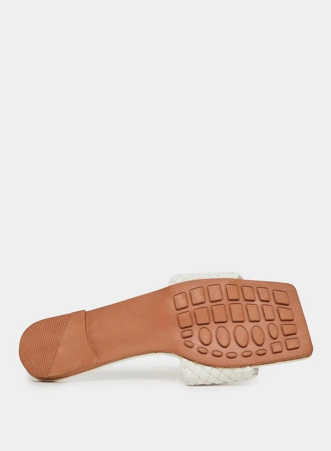 Take Two Take Two Solid Textured Weaving Flat Sandals
