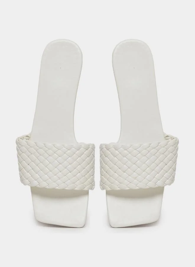 Take Two Take Two Solid Textured Weaving Flat Sandals