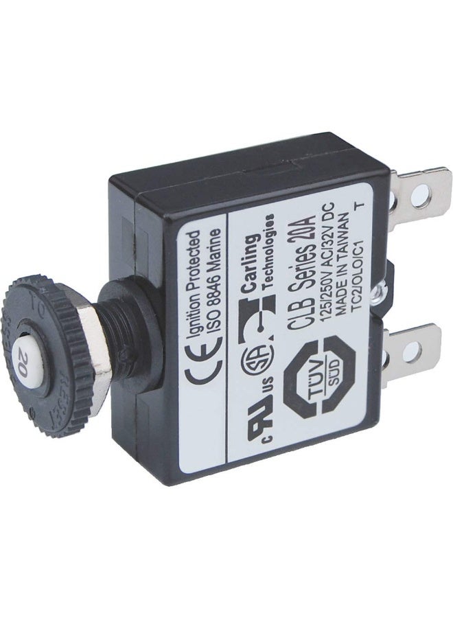 Blue Sea Systems 7057-BSS Push Button Reset Only Quick Connect Circuit Breaker - 20 Amp, Beige, Black