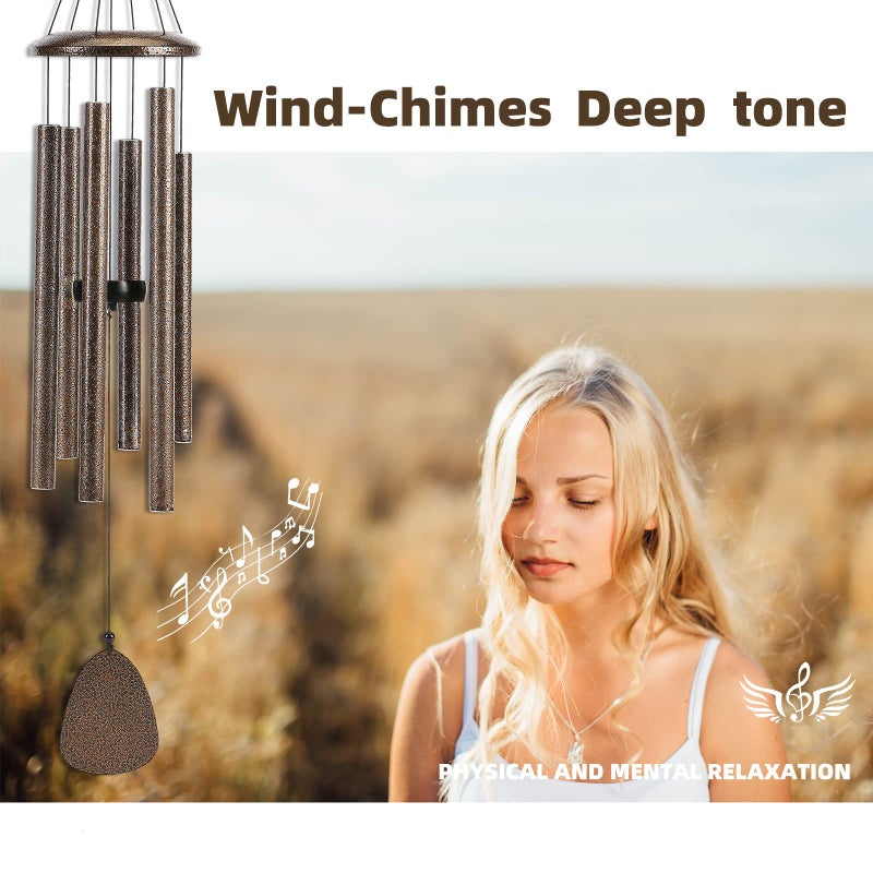 FSVGYY Wind-Chimes-Outdoor-Deep-Tone, Large Soothing Melodic Tones Windchimes, Wind Chimes for Outside, Memorial Wind Chime Best Gift for Mom Women Grandma Neighbors(32" Brown Coated Aluminum) - Image 3