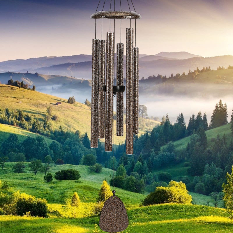 FSVGYY Wind-Chimes-Outdoor-Deep-Tone, Large Soothing Melodic Tones Windchimes, Wind Chimes for Outside, Memorial Wind Chime Best Gift for Mom Women Grandma Neighbors(32" Brown Coated Aluminum) - Image 1