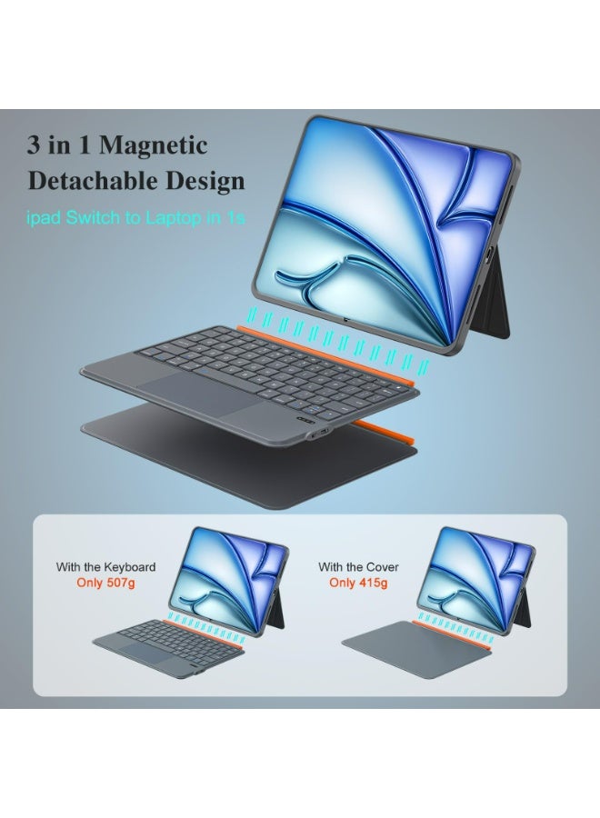 Rock Pow Magic Trackpad Keyboard Case for iPad (A16) 11th 11 inch 2025 Gen iPad 11 Case/Case For iPad 10th Gen Case 2022 iPad 10 Case Flex Magnetic Detachable Keyboard with Trackpad,RGB Backlit Keys,Adjustable Stand Back with Pencil Holder Slim Cover for 11" iPad 11th 2025/10.9"iPad 10th Gen 2022 - Image 4