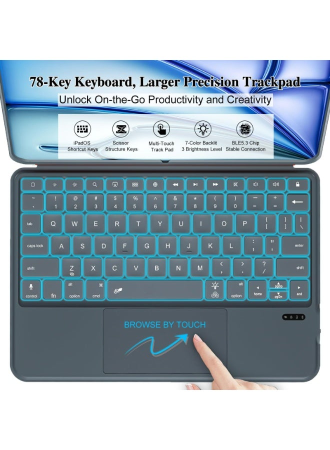 Rock Pow Magic Trackpad Keyboard Case for iPad (A16) 11th 11 inch 2025 Gen iPad 11 Case/Case For iPad 10th Gen Case 2022 iPad 10 Case Flex Magnetic Detachable Keyboard with Trackpad,RGB Backlit Keys,Adjustable Stand Back with Pencil Holder Slim Cover for 11" iPad 11th 2025/10.9"iPad 10th Gen 2022 - Image 5