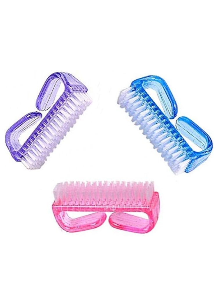 Generic Nail Cleaning Brush Adds a touch of elegance to your personal care tools with a handle to scrub and clean pedicure toenails and hands 3 pieces purple, blue, pink  - Image 1