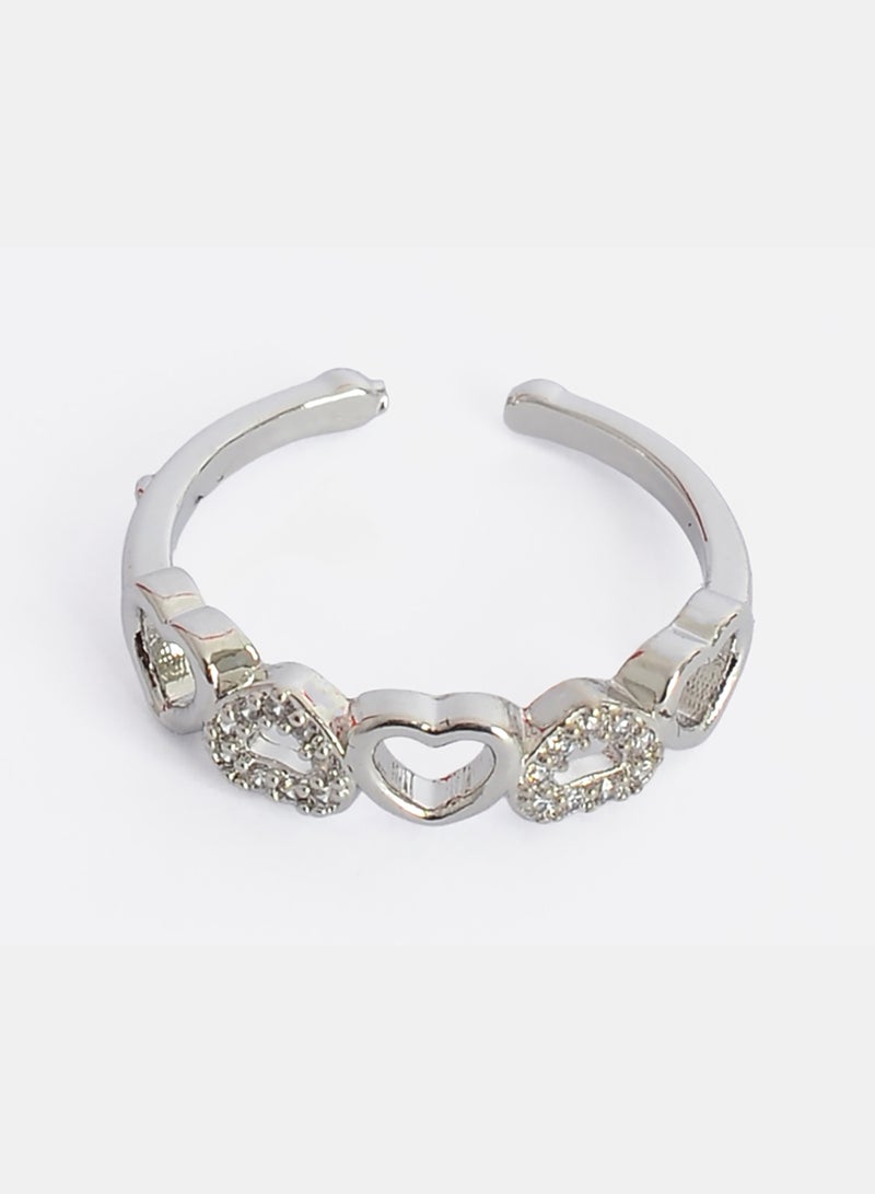 Akher el Ankoud Women'S Open Ring With A Design Of Cascading Hearts, Openwork And Studded With Zircon Stones - Image 2