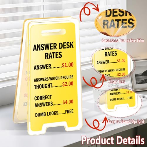 ZLSPTK 8Pcs Funny Desk Signs Answer Desk Rates Gag Gifts Humorous Work Forecast Desks Warning Sign Decor Hilarious Mini Office Cubicle Accessories Inspirational Gifts for Coworkers Teammates Employees Boss - Image 2