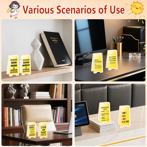 ZLSPTK 8Pcs Funny Desk Signs Answer Desk Rates Gag Gifts Humorous Work Forecast Desks Warning Sign Decor Hilarious Mini Office Cubicle Accessories Inspirational Gifts for Coworkers Teammates Employees Boss - Image 4