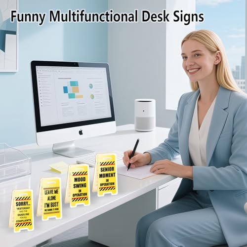 ZLSPTK 8Pcs Funny Desk Signs Answer Desk Rates Gag Gifts Humorous Work Forecast Desks Warning Sign Decor Hilarious Mini Office Cubicle Accessories Inspirational Gifts for Coworkers Teammates Employees Boss - Image 3