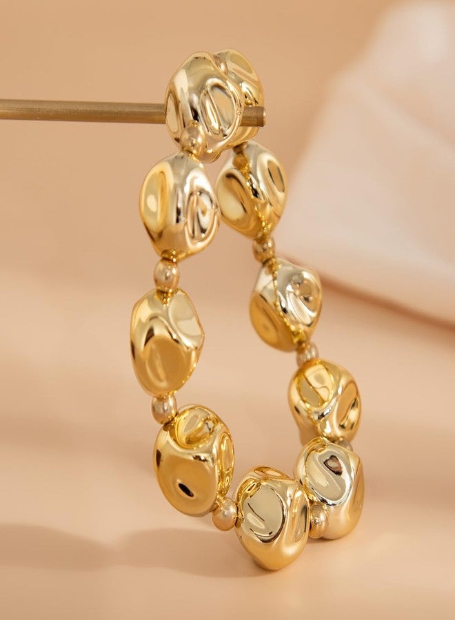 MIFYNN Gold Beaded Bracelet for Women Big Round Ball Beaded Elastic Bracelet Chunky Gold Bracelets Adjustable Stretch Strand Bracelets Fashion Dainty Jewelry Gift for Women (Gold6) - Image 5