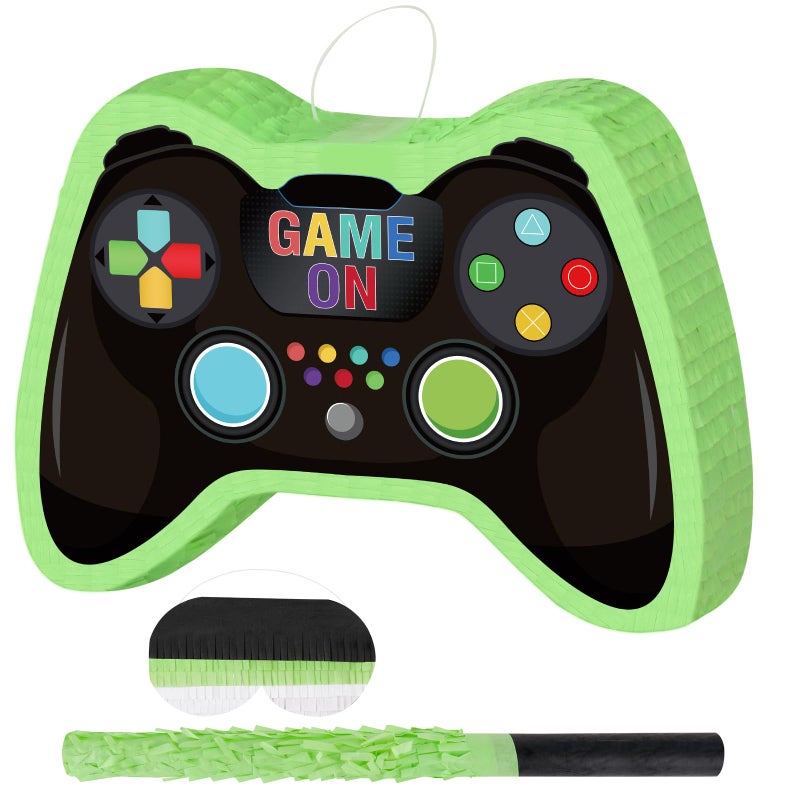 Atiloy Video Game Controller Pinata with Blindfold and Stick Large Pinata Game Party Supplies for Kids Boy Gaming Theme Birthday Party Supplies Carnival Activity Decorations - Image 3