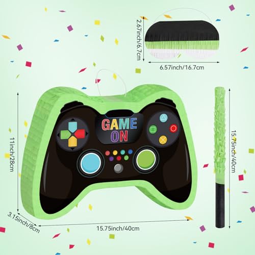 Atiloy Video Game Controller Pinata with Blindfold and Stick Large Pinata Game Party Supplies for Kids Boy Gaming Theme Birthday Party Supplies Carnival Activity Decorations - Image 5
