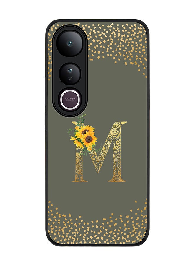Stylizedd For vivo V50 Lite Case,Slim fit Camera Protection, Shockproof Thin Phone cover  - Custom Floral Monogram - M  (Olive Green )