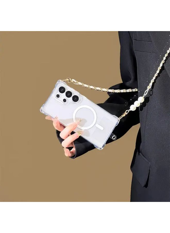 Clear Case With Black Lanyard For Samsung S25 Ultra Magnetic Transparent Cover Protective Crossbody Phone Holder - Image 2