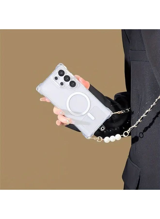 Clear Case With Black Lanyard For Samsung S25 Ultra Magnetic Transparent Cover Protective Crossbody Phone Holder - Image 5