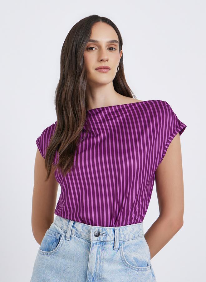 ستايلي بودي سوت مخططة بأكمام قصيرة - Image 2