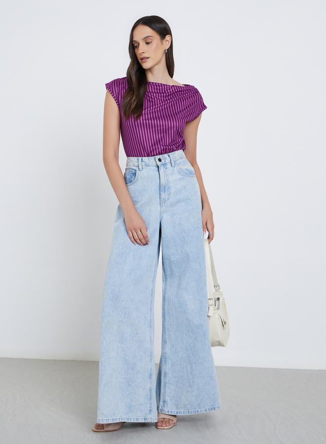 ستايلي بودي سوت مخططة بأكمام قصيرة - Image 3