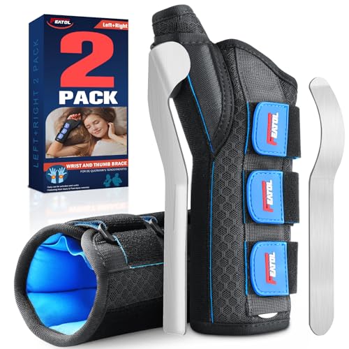 FEATOL 2 Pack Wrist Brace with Thumb Spica Splint for De Quervains Tenosynovitis Carpal Tunnel Tendonitis ArthritisThumb Brace for Pain ReliefLeft And Right HandSmallMedium - Image 2