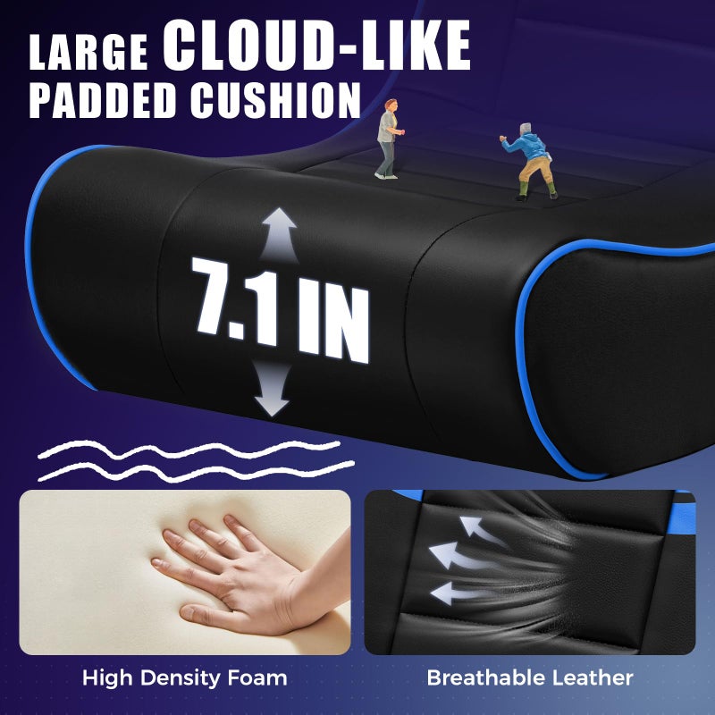 GTPLAYER كرسي ألعاب أرضي قابل للطي من GTPLAYER مع دوران 360 درجة للأطفال الأولاد، مقعد مريح لألعاب الفيديو، متعدد الاستخدامات للاعبين، غرفة نوم أو غرفة ألعاب (أسود-أزرق) - Image 5