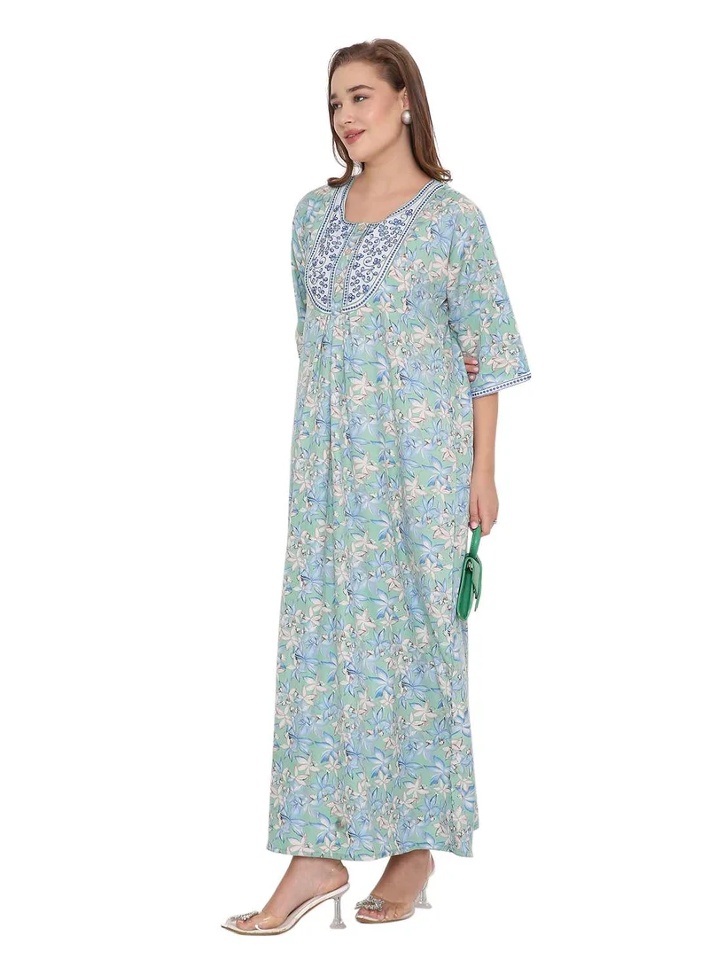 HANA & SARA NEW SHORT SLEEVE PRINTED LONG ARABIC KAFTAN JALABIYA DRESSES