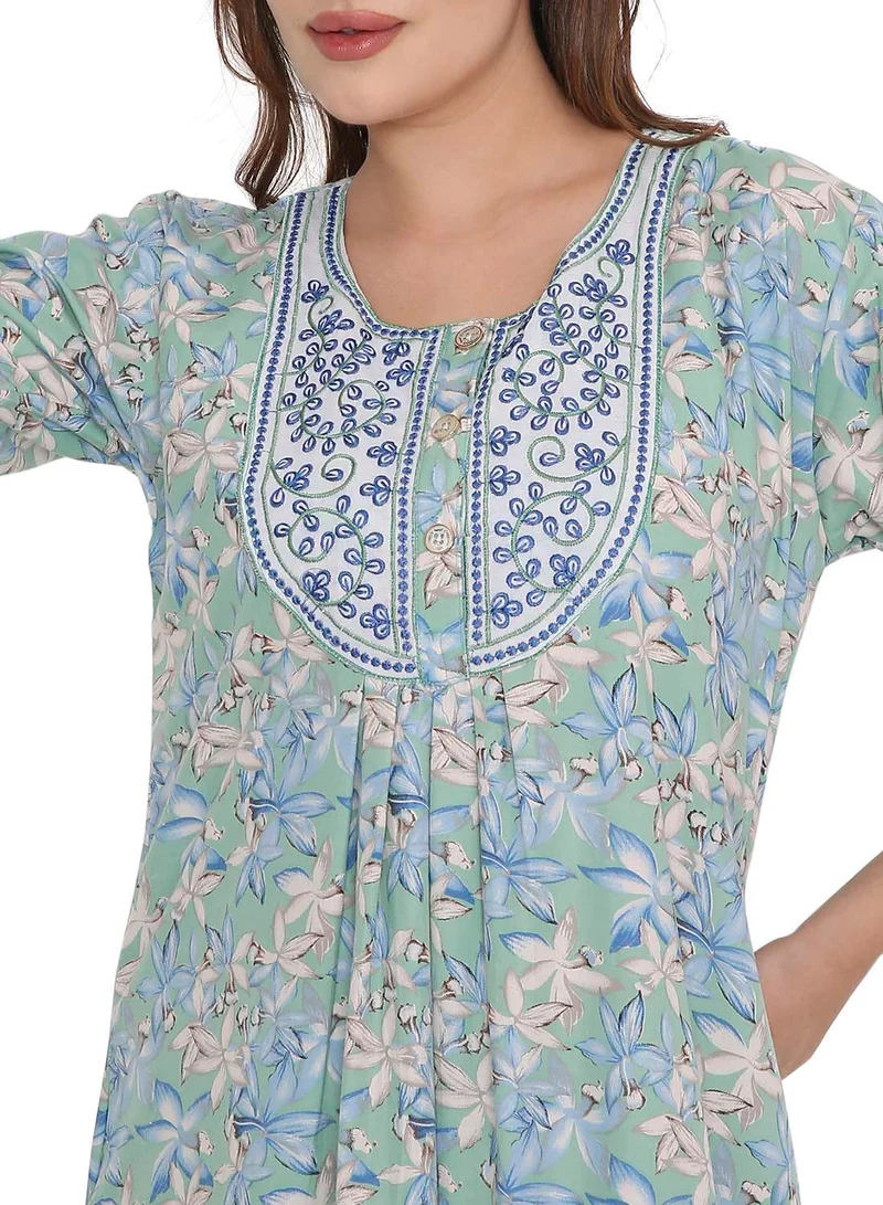 HANA & SARA NEW SHORT SLEEVE PRINTED LONG ARABIC KAFTAN JALABIYA DRESSES